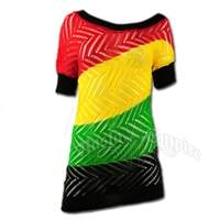 Rasta and Reggae Herringbone Unbalanced Tunic Top