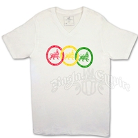 Rasta Rings White V-Neck T-shirt Men's