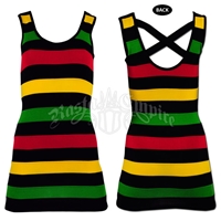 Rasta and Reggae Sleeveless Knit Mini Dress