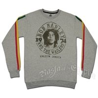 Bob Marley Wailers 1974 Heather Grey Crew Fleece - Men's