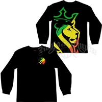 Rasta Striped Lion Black Long Sleeve T-Shirt - Men's