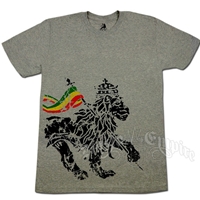 Rasta Flag Lion Concrete Grey T-Shirt - Men's