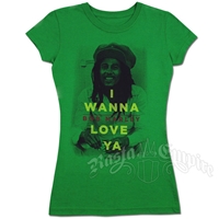 Bob Marley Wanna Love Kelly Green T-Shirt - Women's