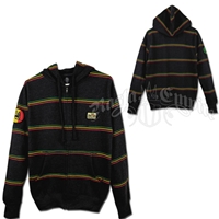 Bob Marley Rasta Stripe Charcoal Zip Hoodie - Men's