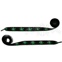 Marijuana Leaf Black Shoelaces - Thick