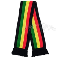 Rasta Stripe on Black Scarf