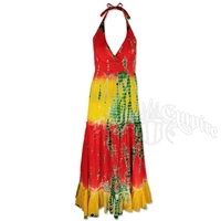 Rasta and Reggae Long Halter Tie-Dye Dress