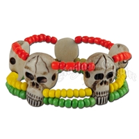 Rasta and Skull Three String Bracelet