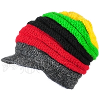 Rasta Wide Ribbed Wool Brim Cap