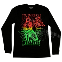 Rasta Lion Universal Message Black Long Sleeve T-Shirt - Men's