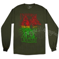 Rasta Lion Universal Message Olive Long Sleeve T-Shirt - Men's