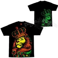 Rasta Lion and Crown Black T-Shirt - Men's