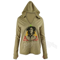 Bob Marley Rasta Triangle Khaki Hoodie - Women's