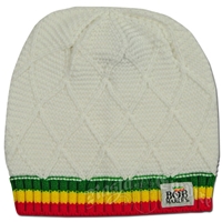 Bob Marley Rasta Band Flag Logo White Beanie