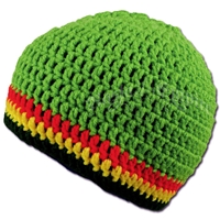 Rasta Crochet Beanie Hat - Bright Green