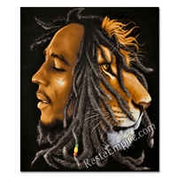 Bob Marley & Lion Profile Canvas Painting 27