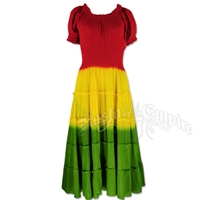 Rasta Tie-Dye Smocked Tiered Summer Dress
