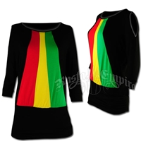 Rasta and Reggae Cut-Out Shoulder Vertical Top