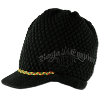 Rasta Deep Crown Visor Beanie Cap - Black