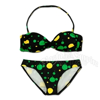 Jamaican Dot Twist Front Bandeau and Bottom Bikini Swimsuit
