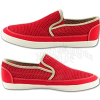 Rasta and Reggae Mesh Red Slip On Shoes - Men's