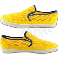 Rasta and Reggae Mesh Yellow Slip On Shoes - Men's