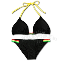 Rasta and Reggae Tri-Stripe Triangle Top Low Rise Bikini Swimsuit