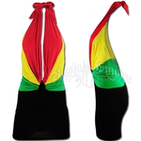 Rasta Drape Halter Top Mini Dress