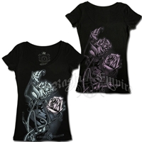 Lion and Rose Black T-Shirt - Women's