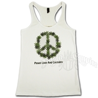 Peace, Love, Cannabis White Racer Back Tank Women's