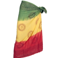 Rasta and Reggae Mantra Print Tie-Dye Sarong