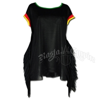Rasta and Reggae Fringe Poncho Coverup