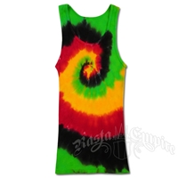 Rasta Swirl Tie Dye Boy Beater Tank - Women's