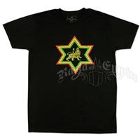 Rasta Lion Star of David Black T-shirt - Men's