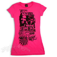 Bob Marley Wanna Love Ya Hot Pink T-Shirt - Women's