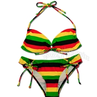 Rasta Keyhole Top and Rio Loop Tie Bottom Bikini Swimsuit