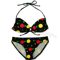 Rasta and Reggae Dot Keyhole Top and Bottom Bikini Swimsuit