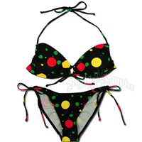 Rasta and Reggae Dot Keyhole Top and String Tie Side Bikini Swimsuit