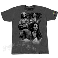 Bob Marley Collage Many Faces Charcoal T-Shirt - Men's