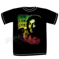 Bob Marley Iron/Lion/Zion Black T-Shirt - Men's