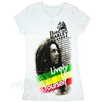 Bob Marley Lively Up Yourself White T-Shirt - Women's