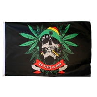 Rasta Skull & Cannabis Flag