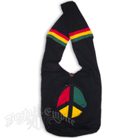 Rasta Cotton Wide Strap Shoulder Bag with Peace Pocket