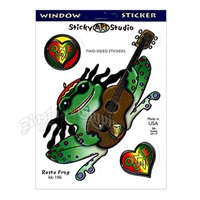 Rasta Frog with Guitar Window Sticker