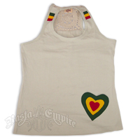 Rasta Cotton Tank Top with Heart - Off White