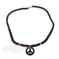 Peace Sign Necklace with Rasta Beads