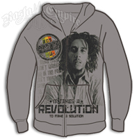 Bob Marley Revolution Gray Zip Hoodie - Men's