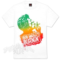 Bob Marley Tri-Color Burnin' White T-Shirt - Men's