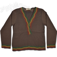Rasta Kurta Long Sleeve Shirt - Brown