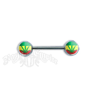 Rasta Leaf Logo Nipple Bar Body Jewelry